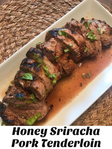 Honey Sriracha Pork Tenderloin » Growing Up Kemper Recipes Pork Tenderloin, Sauce For Pork Tenderloin, Healthy Postpartum, Sriracha Sauce Recipe, Pork Tenderloin Marinade, Sriracha Recipes, Cooking Pork, Cooking Spinach, Postpartum Diet