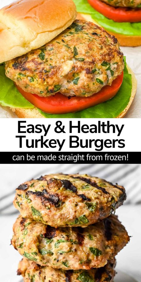 These are the BEST juicy healthy turkey burgers you've ever had! Easy and quick to prep and ready to grill or cook in less than 10 minutes! The most delicious and flavorful ground turkey burgers with zucchini and no egg! Turkey Zucchini Burgers, Healthy Ground Turkey Burgers, Whole 30 Turkey Burger, Ground Turkey And Zucchini Recipes, Ground Turkey Burger Recipes, Healthy Turkey Burgers, Turkey Burgers Recipes, Best Chicken Burger Recipe, Turkey Burger Recipes Healthy