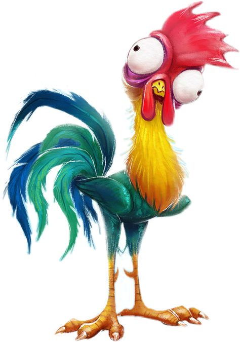 Hey Hey Moana, Hei Hei Moana, Cartoon Rooster, Disney Sleeve, Lukisan Comel, Rooster Painting, Chicken Painting, Rooster Art, Hei Hei