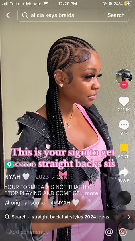 Alicia Keys Braids Large, Alicia Keys Braids On Kids, Quick Scalp Braid Styles, Medium Alicia Keys Braids, Large Alicia Keys Braids, Alicia Keys Braids Hairstyles Medium, Alicia Keys Cornrows, Straight Back Hairstyles, Alicia Key