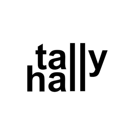 It’s black text in front of a white background that says “tally” above the word “hall”. The letters are all lowercase and the font is a generic Arial kinda font. The two L’s of both words match up to make two long lines. Tally Hall Widget, Tally Hall Album Covers, Tallyhall Pfp, Tally Hall Good & Evil, Tally Hall Icon, Tally Hall Poster, Tally Hall Wallpaper, Tally Hall Pfp, Tally Hall Band