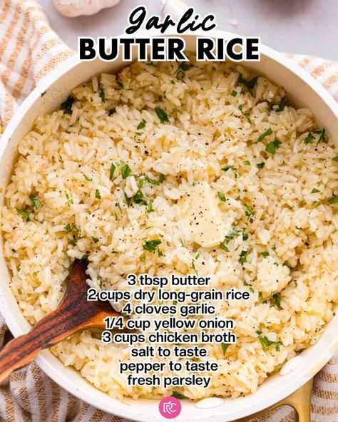 Parboiled Rice Recipes, Herb And Butter Rice, Jalapeno Rice, Butter Rice Recipe, Buttered Rice Recipe, Garlic Butter Rice, Rice Dishes Recipes, Parboiled Rice, Tried And True Recipes