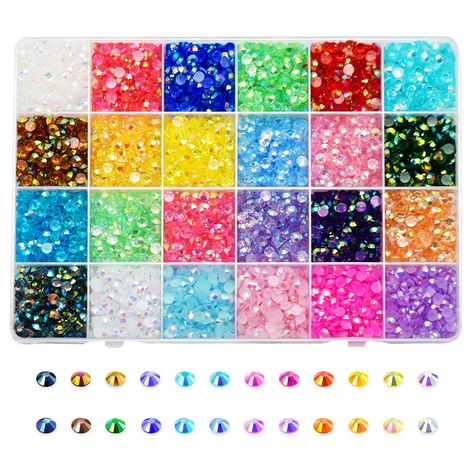 PRICES MAY VARY. Eye-catching Rainbow Rhinestones: Our craft rhinestones come in a variety of colorful, suck like: gold/ pink/ purple/ clear/ crystal AB/ orange etc, enough color for choice. Perfect for crafts and adding a touch of sparkle to your designs. Abundant Quantity: With 14,000 pieces and a size of 4mm, our colorful rhinestones set provides an ample supply for your creative needs. Made of resin, lighter and hard enough not easy to break. The AB color adds extra dimension and shine to yo Shoes Nail Art, Rainbow Jelly, Rhinestone Material, Nail Art Rhinestones, Crystal Ab, Sewing Trim, Nail Art Decorations, Sewing Stores, Art Decoration