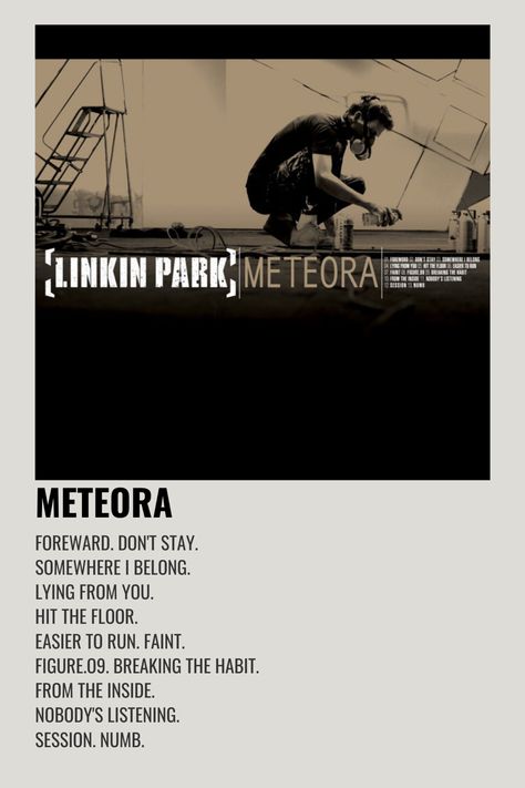 Meteora Album Cover, Alternative Minimalist Album Covers Rock, Linkin Park Album Cover, Linkin Park Poster, Linkin Park Meteora, Minimalist Album Poster, Queen Albums, Linking Park, Minimalist Music