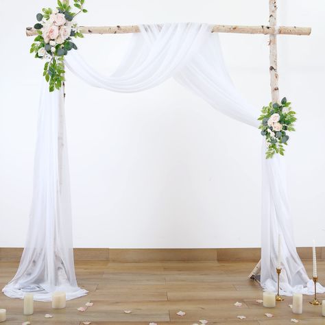 PRICES MAY VARY. Wedding Arch Drapes: Includes 1 panels white chiffon wedding drapery, each panel wedding drapery is the size of 27.5 inches wide by 6 yards(19ft) long. Sheer Backdrop Curtains: Sheer arch drapes fabric is made of Soft and Translucent fabric, silky smooth, wrinkle free, soft to the touch. Good vertical feel and durability, easy to clean,used durable and reusable. Widely Used: Wedding Arch Draping Fabric has a variety of uses, they can be used as curtains, can also be used as a ce Drapes For Wedding, Bridal Party Decor, Sheer Backdrop, Wedding Arch Draping, Wedding Drapery, Arch Draping, White Wedding Arch, Translucent Fabric, White Arch