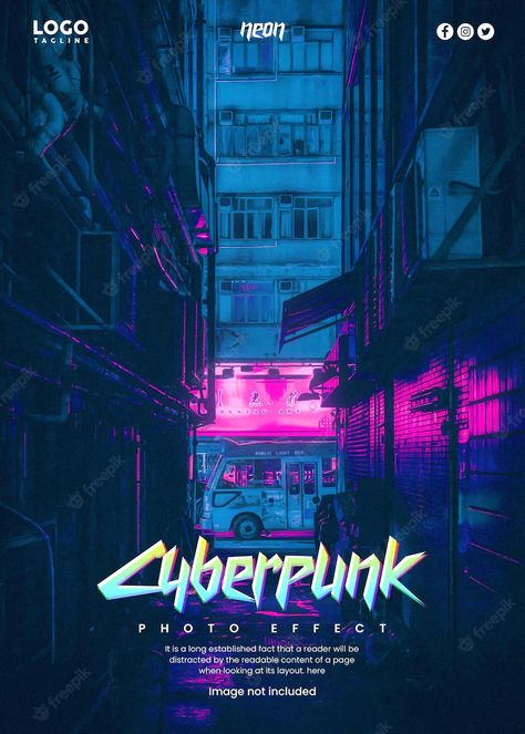 Premium PSD | Cyberpunk photo effect template Cyberpunk Template Design, Cyberpunk Pubmat, Graphic Design Cyberpunk, Cyberpunk Book Cover, Cyberpunk Template, Cyberpunk Poster Design, Cyberpunk Design Graphic, Cyberpunk Branding, Cyberpunk Ads