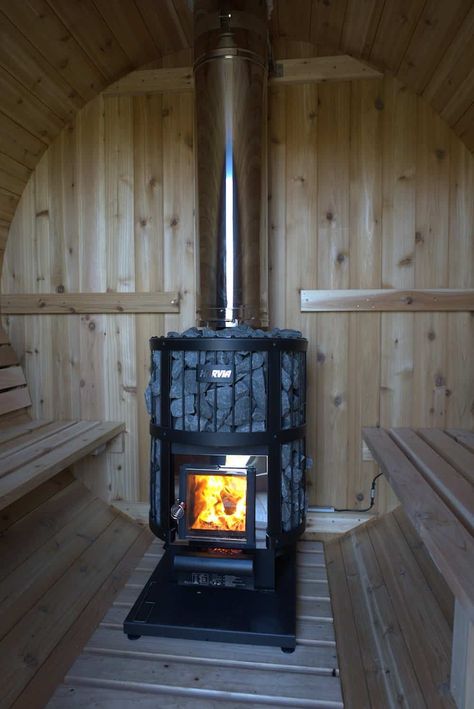 Wood Fired Sauna, Sauna Wood Stove, Rustic Saunas, Wood Burning Sauna, Gas Bottle Wood Burner, Wood Stove Chimney, Building A Sauna, Wood Sauna, Wood Burners