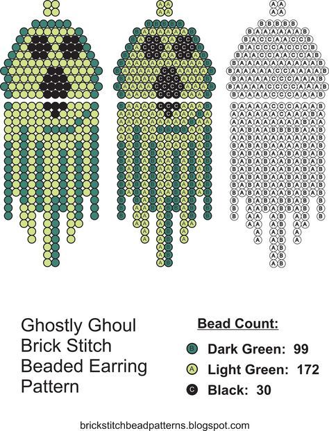 Ghostly Ghoul Halloween Seed Bead Earring Halloween Beadwork, Halloween Beading, Brick Stitch Beading, Halloween Perler, Halloween Jewelry Diy, Halloween Beaded Jewelry, Seed Bead Projects, Beaded Dragonfly, Halloween Cross Stitch Patterns