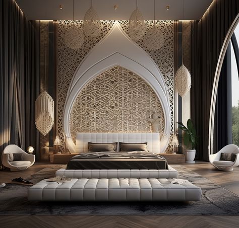 Arabic Interior Design Bedroom, Islamic Interior Design Bedroom, Modern Neoclassical Bedroom, Arabic Bedroom Design, Arabic Bedroom, New Classic Bedroom, Egyptian Bedroom, Arabic Interior Design, Steel Bed Design