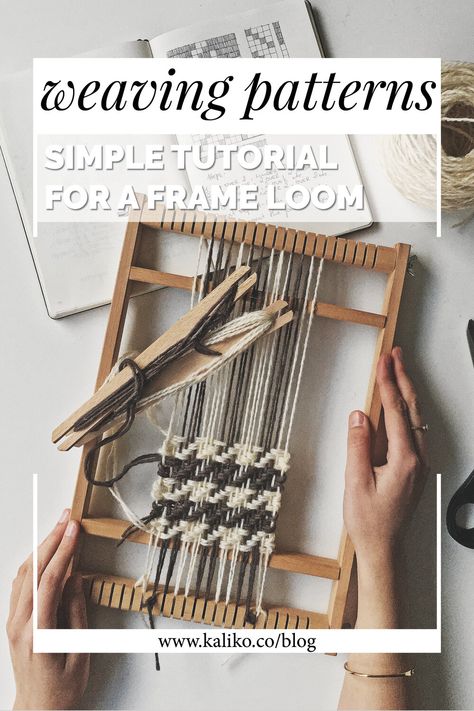 Weaving simple patterns on a frame loom - twill, chevron, diamond and houndstooth tutorial — kaliko Tapestry Loom Weaving, Weaving Patterns Loom, Tapestry Loom, Braided Rug Diy, Weaving Loom Diy, Weaving Loom Projects, Rigid Heddle Weaving, Weaving Tutorial, Weaving Loom