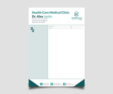 Prescription Template, Doctor Prescription, Prescription Pad, Resume Maker, Aesthetic Clinic, Stationery Templates, Business Card Maker, Flyer Maker, Card Banner