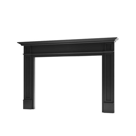 Black Fireplace Mantel, Fireplace Mantel Surround, Shelf Length, Fireplace Mantel Surrounds, Black Brick Wall, Black Shelf, Wooden Mantel, Mantel Surround, Gas Fireplace Insert