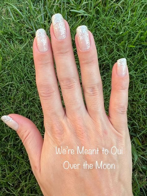 Color Street Nails Over The Moon, Color Street French Tip Ideas, Over The Moon Color Street, Color Street Over The Moon, Sparkly French Tips, Barn Wedding Reception, Street Nails, French Tips, Color Street Nails