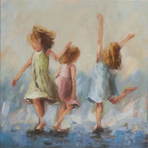 3 Sisters Painting, 3 Sisters Drawing, Sister Art Drawing, Family Aesthetic Art, Sisters Painting, Group Painting, Dancing Drawing, Meaningful Paintings, Sisters Drawing