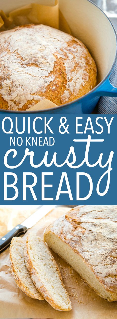 Quick No Knead Bread, No Knead Crusty Bread, Dutch Oven Bread, Knead Bread Recipe, Soft Bread, Tasty Bread Recipe, Homemade Bread Easy, Artisan Bread Recipes, Knead Bread