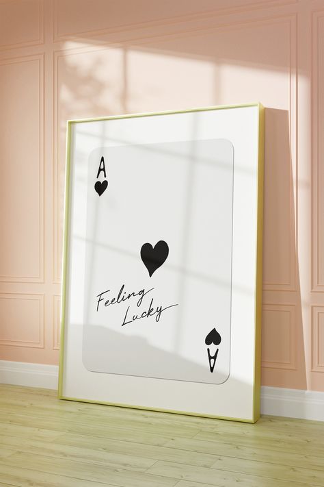 Lucky You Card Print, Feeling Lucky Print, Feeling Lucky Poster, Lucky Me Poster, Y2k Wall Decor, Lucky Poster, Playing Card Art, Playing Card Print, Funky Aesthetic