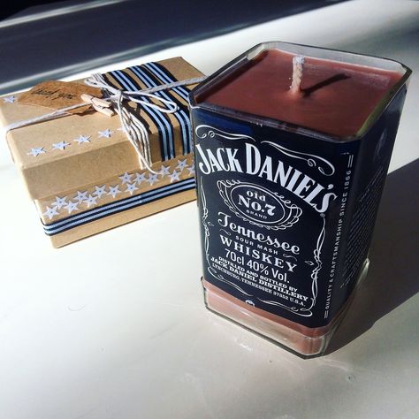 SecondLife Cinnamon scented homemade candle in a Jack Daniel's whiskey bottle. More at @secondlifecandles on Instagram Jack Daniels Candle, Homemade Candle, Jack Daniel, Homemade Candles, Jack Daniels Whiskey Bottle, Jack Daniels, Soy Candle, Whiskey Bottle, Soy Candles