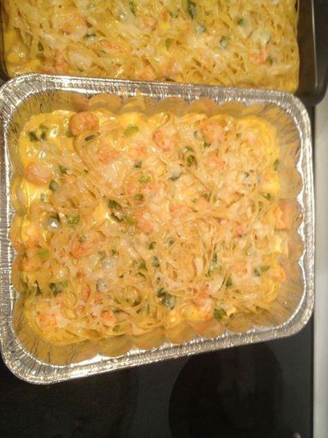 Shimp & Velveeta Fettuccine Bake Cajun Shrimp Fettuccine, Shrimp Fettuccine Recipes, Fettuccine Recipes, Shrimp Fettuccine, Fettuccine Alfredo Recipes, Cajun Dishes, Cajun Cooking, Louisiana Recipes, Cajun Shrimp