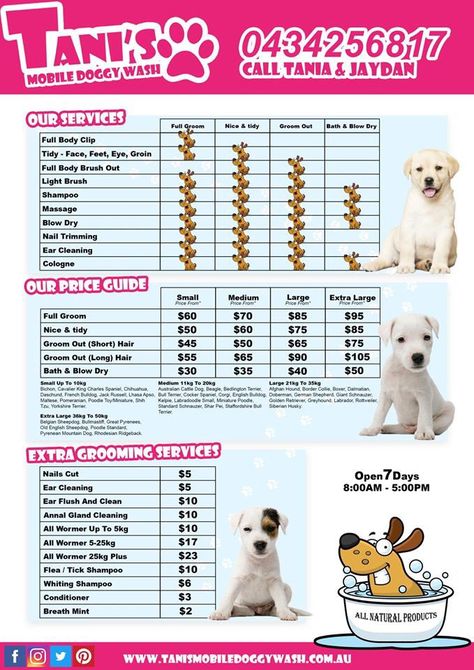 Dog Grooming Price List, Grooming Price List, Groomer Humor, Pet Grooming Business, Grooming Salons, Dog Salon, Grooming Ideas, Store Decoration, Dog Grooming Salons