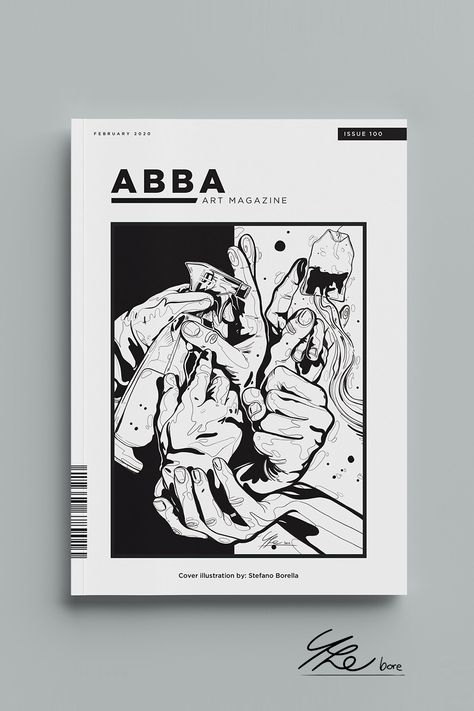 The cover illustration for ABBA Art magazine by the Italian artist and illustrator: Stefano Borella. See the entire illustration process over Behance profile… #art #magazine #cover #editorial Magazine Design Cover Illustrations, Back Cover Of Magazine, Magazines Cover Design, Illustration Magazine Design, Magazine Book Cover Design, Magazine Font Design, Artistic Magazine Covers, Graphic Design Magazine Cover Art, Magazine Cover Illustration Graphics