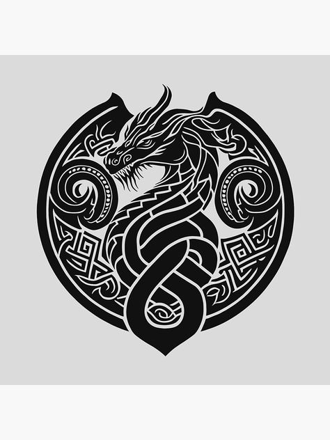 Viking Dragon Tattoo, Celtic Dragon Drawing, Dragon Tattoo Drawing, Celtic Coloring, Dragon Symbol, Celtic Artwork, Celtic Mandala, Viking Logo, Viking Dragon