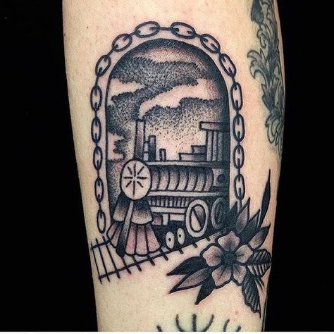 Tattoo uploaded by Robert Davies • Locomotive Tattoo by Brad Worthen #locomotive #locomotivetattoo #traintattoo #train #traditionallocomotive #traditionaltrain #oldschooltrain #oldschool #traditional #BradWorthen • Tattoodo Locomotive Tattoo, Paul Dobleman, Train Tattoo, Seattle Tattoo, General Aesthetic, Train Drawing, Explore Tattoo, Traditional Tattoo Sleeve, Traditional Tattoo Art