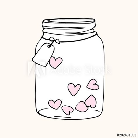 Stock Image: jar with hearts, doodle sketch Hearts Doodle, Redwork Patterns, Jar Of Hearts, Flower Alphabet, Diy Calendar, Canning Jar, Heart Drawing, Christmas Jars, Christmas Drawing