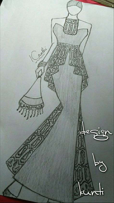 Combination Kain Songket dress style (sketch) Songket Dress, Dress Sketch, Dress Sketches, Traditional Fabric, Fashion Illustrations, Photoshoot Inspiration, Fashion Sketches, Ghana, Old Town