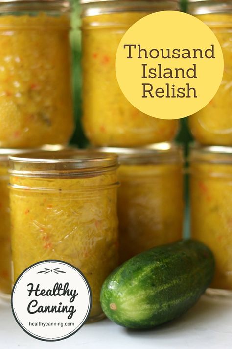 Thousand Island Relish : Thousand Island Dressing has lived on, but Thousand Island Relish has largely been lost to history. You can revive this old relish in your own kitchen, though. Sugar and salt free, too! #canning Healthy Canning, Canning Pickles, Home Canning Recipes, Canning Jam, Canning Food Preservation, Thousand Island, Thousand Island Dressing, Relish Recipes, Salt Free