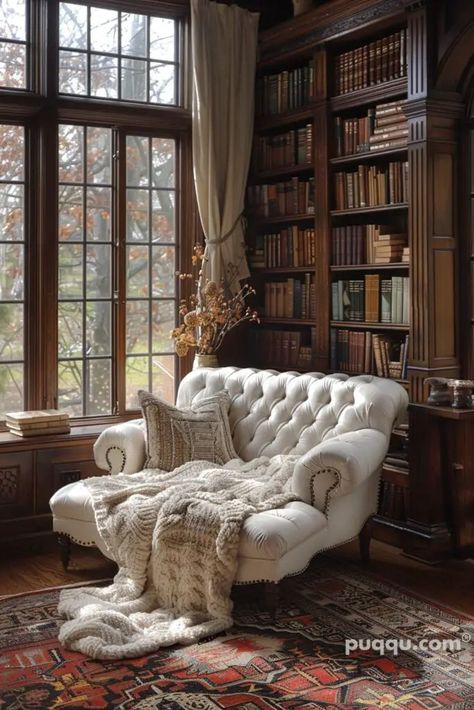 Dream Home Library Ideas - Create Your Perfect Reading Space - Puqqu Home Library Ideas, Dream Home Library, Cozy Home Library, Home Library Rooms, Reading Space, Deco Studio, Home Library Design, Casa Vintage, Design Salon