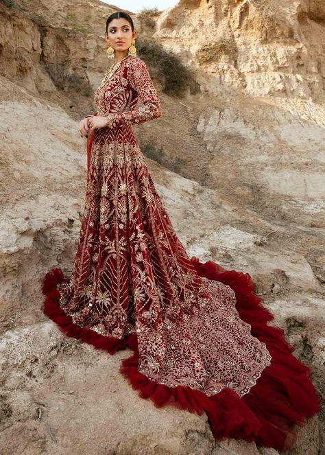 Rosetta-EP-04 – LAAM Red Lehenga Bridal, Pakistani Bridal Dresses Online, Net Sleeves, Pakistani Bridal Dress, Lehenga Bridal, Contemporary Bridal, Lehenga Gown, Raw Silk Fabric, Bridal Lehenga Red