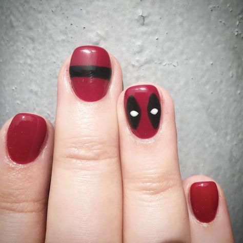 Deadpool nails Deadpool Nails, Dead Pool, Nail Ideas, Deadpool, Acrylic Nails, Nail Art, Pool, Nails, Quick Saves