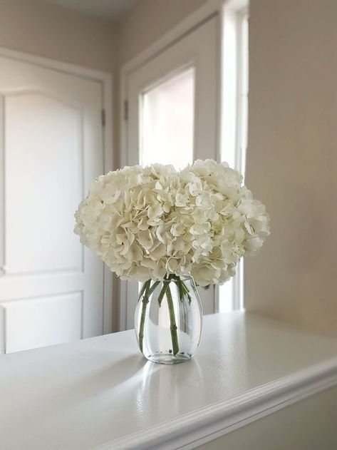 Small Hydrangea Arrangements, Hygrandea Bouquet, Hydrengas Bouquet, Hydrangea Bouquet Aesthetic, Hydrangea Bouquet In Vase, 1989 Moodboard, Signing Table Wedding Ceremony, Hortensia Bouquet, White Hydrangea Centerpiece