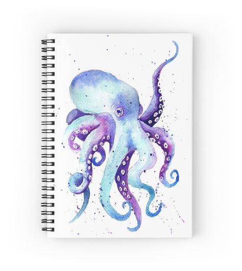 Spiral notebooks with high-quality edge-to-edge print on front. 120 pages in your choice of ruled or graph lines. This watercolour octopus is part of my marine series. Find more on my profile. :) Watercolour Octopus, Watercolor Art For Beginners, Octopus Painting, Art For Beginners, Watercolor Ideas, Spiral Notebooks, Crafting Ideas, What Is Life About, My Profile