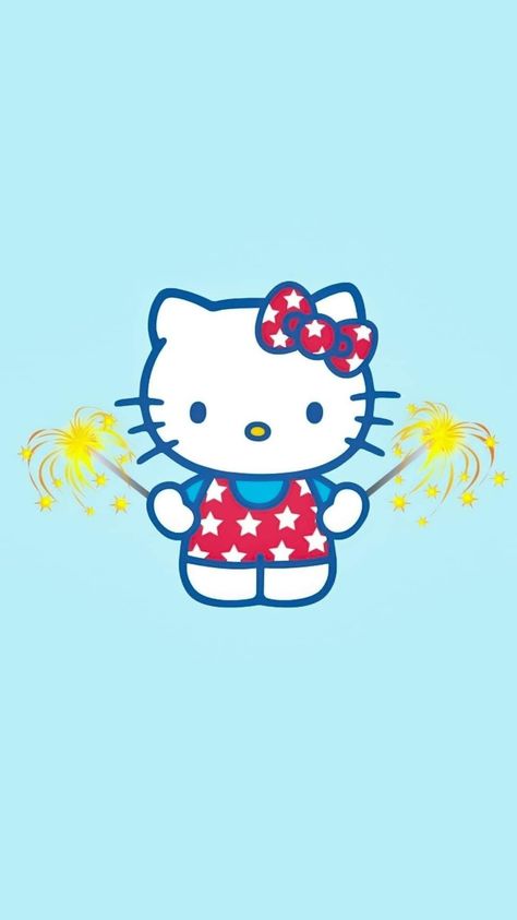 Forth Of July Hello Kitty, 4th Of July Hello Kitty, Hello Kitty 4th Of July Wallpaper, Fourth Of July Wallpaper, July Hello, Patriotic Wallpaper, July Wallpaper, Sanrio Wallpapers, 4th Of July Wallpaper