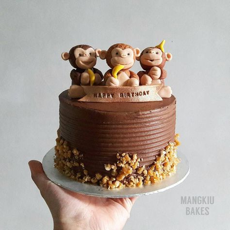 Monkey Cake Design, Monkey Cake Ideas, Monkey Theme Cake, Monkey Cakes, Cake Design Birthday, Monkey Party Ideas, Monkey Birthday Cakes, Cake Monkey, Banana Party