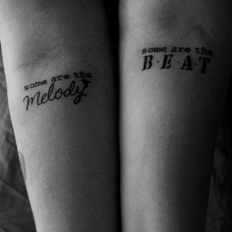 Couple+Music+Tattoos Couples Music Tattoos, Tattoos For Music Lovers, Married Rings, Small Music Tattoos, Music Lover Tattoo, Couples Music, Wörter Tattoos, Couple Tattoos Love, Small Couple Tattoos