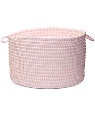 Pink Storage Baskets - Macy's Pink Toy, Pink Basket, Ticking Fabric, Toy Basket, Household Cleaner, Handmade Baskets, White Blanket, Stylish Storage Solutions, Ticking Stripe