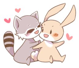 Raccoon And Rabbit, Bunny And Raccoon, App Stickers, Set Love, Cute Raccoon, Bunny Art, I Love My Friends, Chat App, Racoon