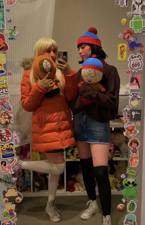 Couple Halloween Costumes South Park, Halloween Outfits For Best Friends Duo, Kenny Mccormick Halloween Costume, Kenny South Park Halloween Costume, South Park Halloween Costume Women, South Park Costume Women, South Park Costume Ideas, South Park Couples Costumes, South Park Group Costume