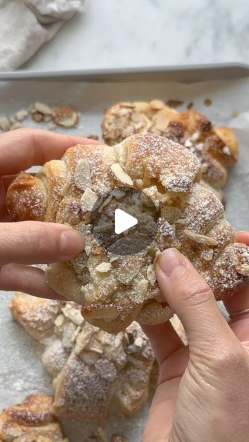 22K views · 4.1K likes | Britt Berlin on Instagram: "Homemade Vegan ALMOND CROISSANTS!! No eggs, dairy free, and made entirely from scratch- honestly, they taste like a bakery croissant, but better. These croissants are flaky, “buttery” with loads of layers and a gooey frangipane that oozes from the center- and no almond extract, just real almonds! 

COMMENT “almond croissant” and I’ll send you the full recipe. Or head to my site and search “croissant.” ENJOY! 🥐" Almond Croissant Recipe From Scratch, Britt Berlin, Bakery Croissant, Carrot Cake Recipe Homemade, Almond Croissants, Homemade Croissants, Easter 2024, Croissant Recipe, Almond Croissant