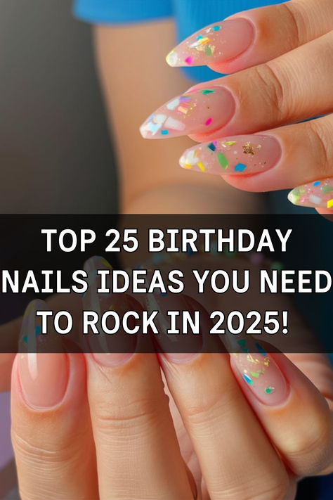 Discover 25 Birthday Nail Ideas for 2025, featuring trendy designs and endless inspiration for every celebration. Whether you're turning 18, 21, or 25, these ideas range from acrylic short nails to classy medium-length styles. Explore pink almond shapes, black coffin designs, or fun square tips for a unique look. Perfect for summer, fall, or special milestones like your 23rd or 24th birthday. Simple Birthday Nails Almond, Birthday Nail Designs Classy, Nails Birthday Design Ideas, Elegant Birthday Nails, Nail Inspo Birthday, Birthday Party Nails, Pastel French Tips, Birthday Nail Ideas, Birthday Nails Ideas