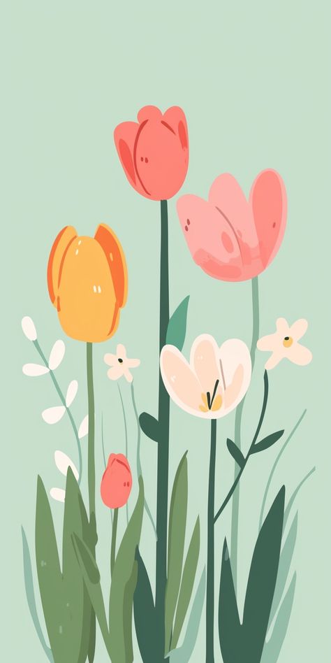 Spring Phone Wallpapers, Frühling Wallpaper, Spring Illustration, Floral Wallpaper Iphone, Easter Wallpaper, Simple Phone Wallpapers, Spring Wallpaper, Phone Wallpaper Patterns, Cute Patterns Wallpaper