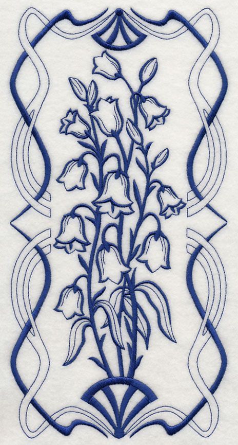 Art Nouveau Bellflower (Bluework) Fleurs Art Nouveau, Art Nouveau Tattoo, Motifs Art Nouveau, Nouveau Flowers, Nouveau Tattoo, Nouveau Illustration, Art Nouveau Pattern, Art Nouveau Flowers, Art Nouveau Illustration