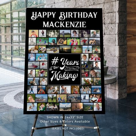 Birthday Years In the Making 59 Photo Collage Foam Board | Zazzle Picture Board For Birthday, Retirement Photo Collage Ideas, 21st Photo Board Ideas, Birthday Picture Board, 21st Aesthetic, Flyers For Business, Birthday Photo Wall, Pallet Picture Display, Photo Board Ideas