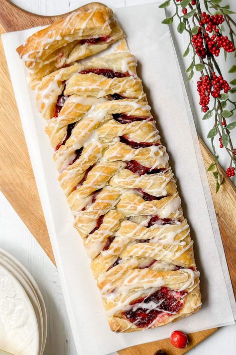 Cranberry Pastry Recipes, Cranberry Danish, Cranberry Puff Pastry Recipes, Cranberry Cheese Danish, Cranberry Puff Pastry, Cranberry Cream Cheese Danish, Cranberry Pastry, Christmas Cheese Danish, Cream Cheese Pastry Filling