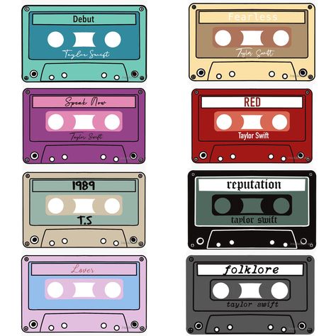 Taylor Swift Album Cassette, Cassette Tapes Taylor Swift, Taylor Swift Printouts, Taylor Swift Poster Drawing, Scrapbook Taylor Swift Ideas, Music Diy Crafts, Taylor Swift Albums Drawing, Taylor Swift Box Craft Template, Taylor Swift Door Decs