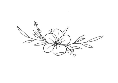 Tattoo Ideas Floral Simple, Dainty Flower Tattoo Designs, Simple Flower Tattoo Outline, Single Flower Tattoo, Upper Thigh Tattoo, Floral Design Drawing, Simple Flower Tattoo, American Traditional Tattoo Ideas, Traditional Tattoo Ideas