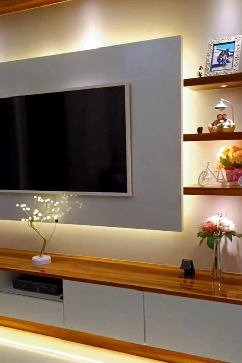 The Luxury And Creative Gallery Decorations Designs ~ Trendy Gallery Decorations ~ Home Decor Ideas Floating Tv Cabinet Modern, Wall Mounted Tv Ideas, Mounted Tv Ideas, Tv Cabinet Modern, Tv Cabinet Design Modern, Floating Tv Cabinet, Wallpaper Design For Bedroom, Modern Tv Unit, Modern Tv Unit Designs