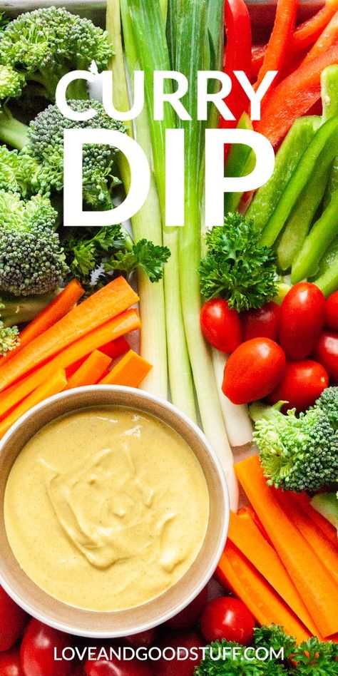 Curry Cream Cheese Dip, Curry Vegetable Dip, Curry Veggie Dip, Vegetable Dips Recipes, Curry Dip For Vegetables, Vegetable Dips Recipes Easy, Yogurt Curry Sauce, Healthy Vegetable Dip, Curry Dipping Sauce